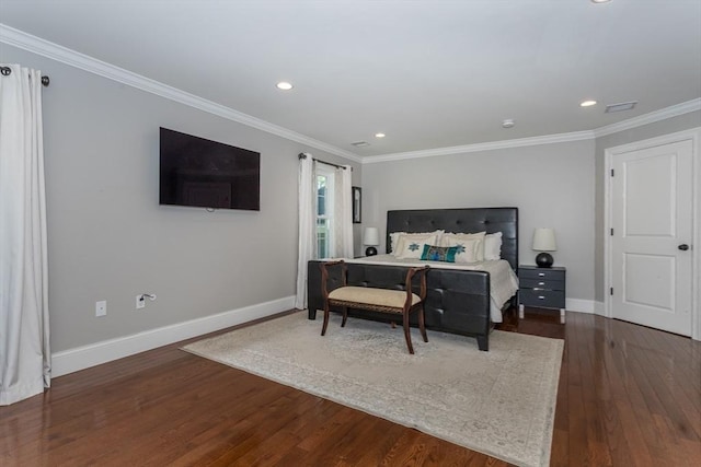 1 Clearview Dr, Franklin, MA 02038 - bedroom with dark wood-type flooring, baseboards, crown molding, and recessed lighting