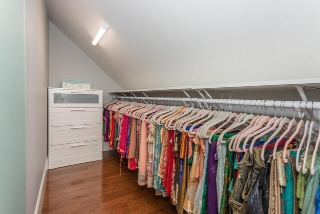 1 Clearview Dr, Franklin, MA 02038 - walk in closet featuring wood finished floors and vaulted ceiling
