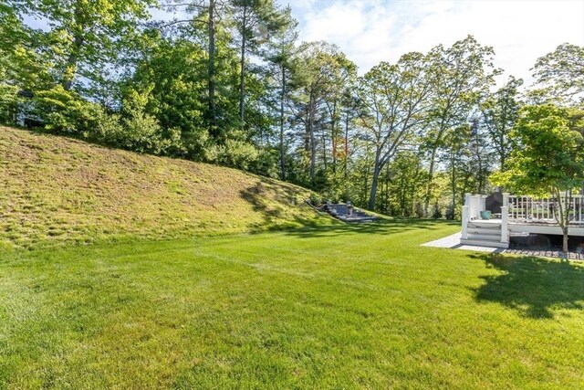 1 Clearview Dr, Franklin, MA 02038 - view of green lawn with a wooden deck