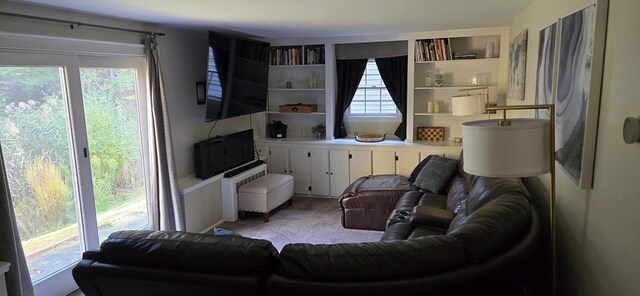 living room with carpet flooring