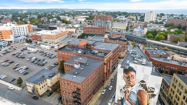 drone / aerial view with a view of city