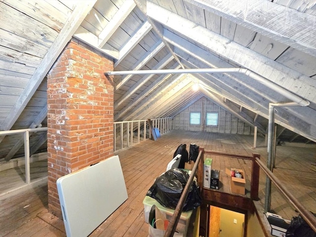 view of unfinished attic