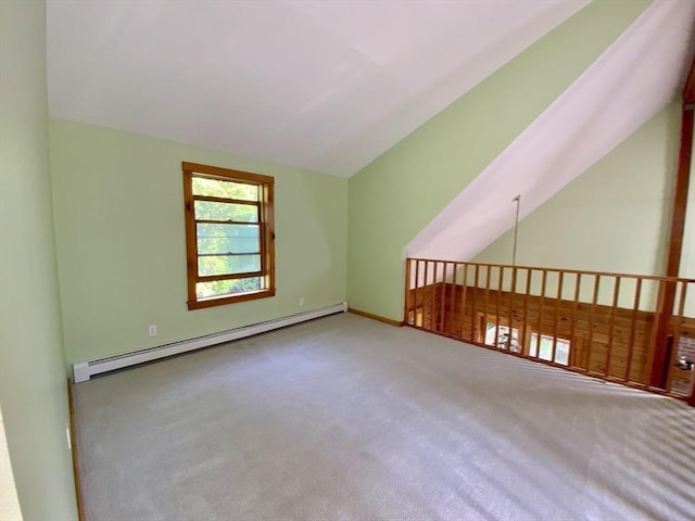 186 Hoosac Rd, Conway, MA 01341 - bonus room with a baseboard heating unit, carpet floors, lofted ceiling, and baseboards