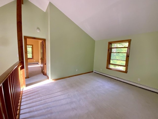 186 Hoosac Rd, Conway, MA 01341 - bonus room featuring lofted ceiling, a baseboard heating unit, carpet floors, and baseboards