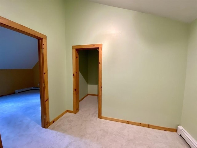 186 Hoosac Rd, Conway, MA 01341 - hallway featuring a baseboard radiator, carpet flooring, and baseboards