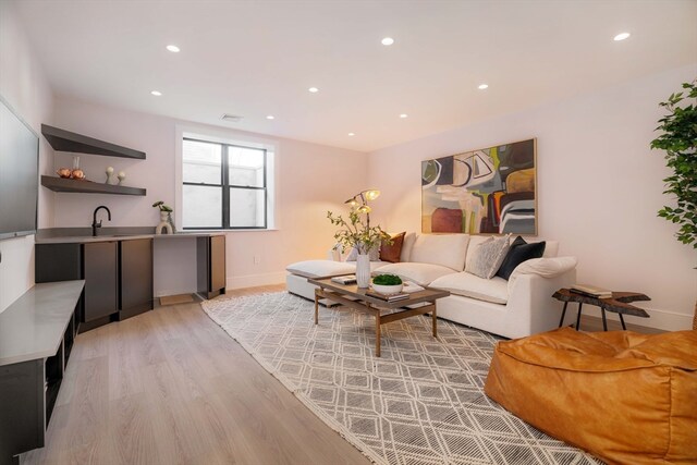 living room featuring light hardwood / wood-style flooring