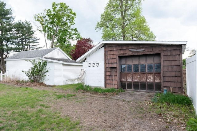view of detached garage
