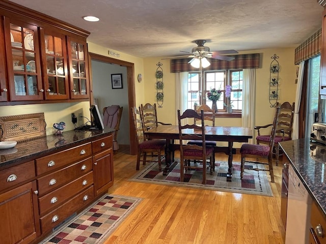 20 Colby Rd, Bridgewater, MA 02324 - dining area with light wood finished floors, a ceiling fan, and recessed lighting