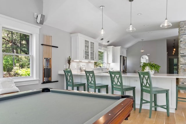 33 Pine Hill Rd, Newburyport, MA 01950 - rec room with lofted ceiling, pool table, and light wood-type flooring