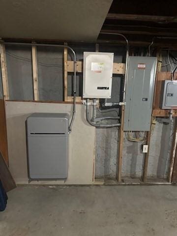 utilities with electric panel and water heater