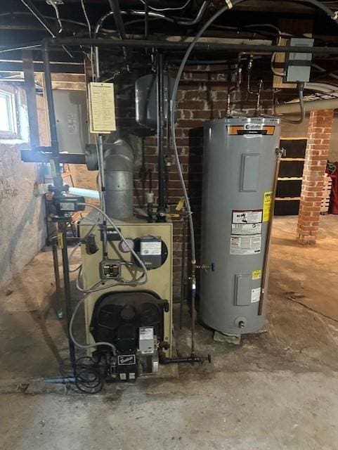 utilities with water heater and a heating unit