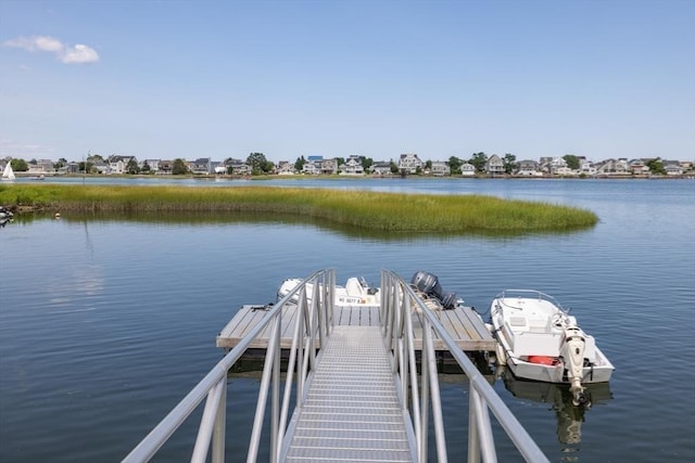 view of dock featuring a water view