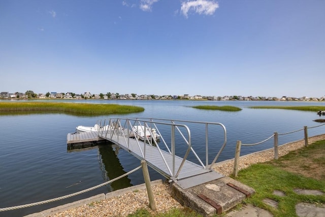 dock area featuring a water view