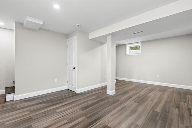9 Bishop Rd, Quincy, MA 02170 - below grade area featuring baseboards, dark wood-type flooring, and recessed lighting
