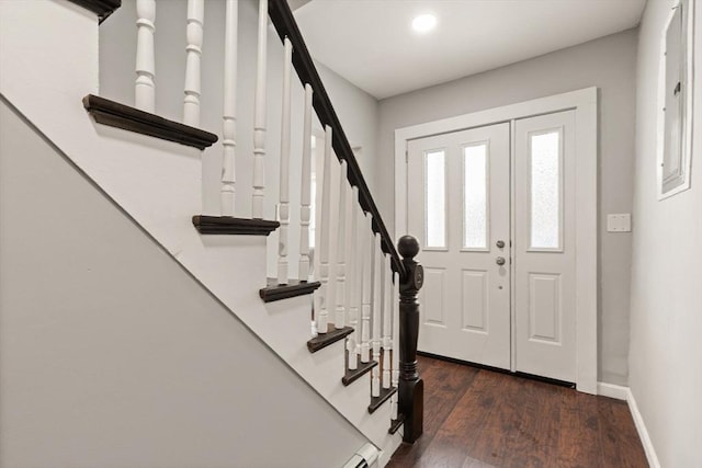 foyer featuring dark hardwood / wood-style floors