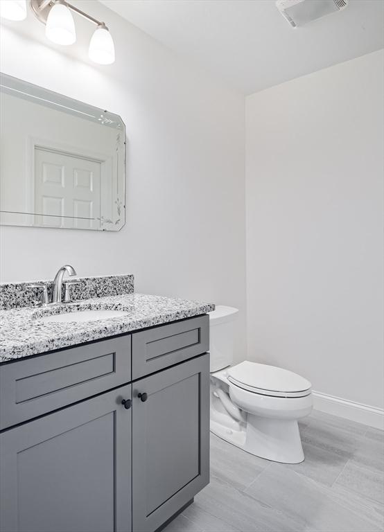 bathroom with toilet and vanity