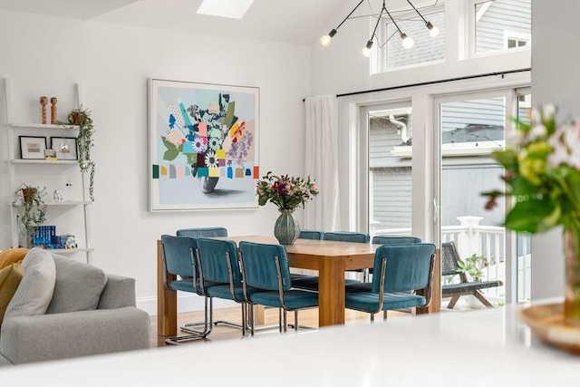 323 Lake Ave Unit 323, Newton, MA 02461 - dining room featuring a skylight