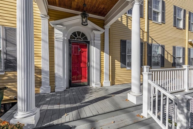 entrance to property with a porch