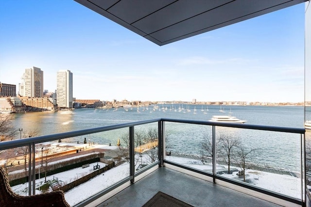 balcony with a water view