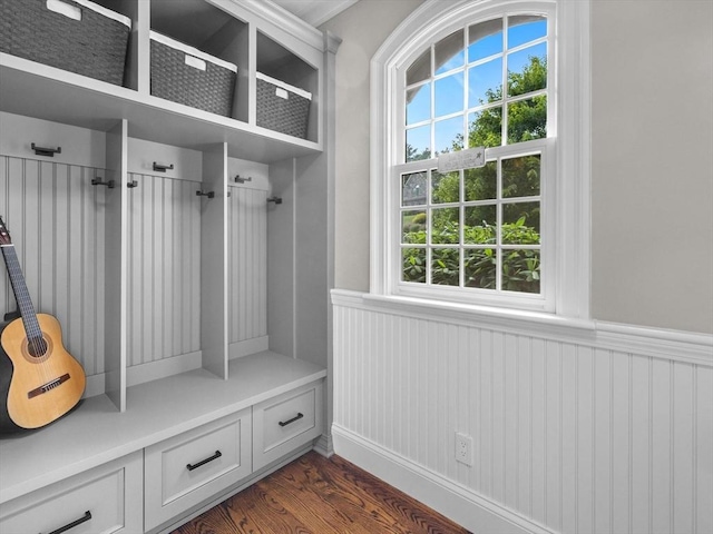 17 Olde Hickory Path, Westborough, MA 01581 - mudroom with wainscoting and dark wood-style floors