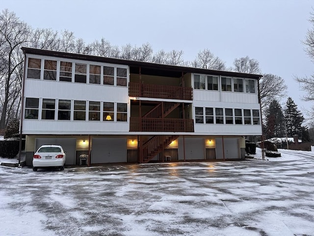 exterior space with a garage