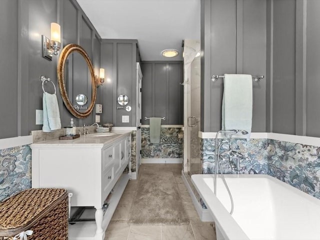 35 Forster Rd, Manchester, MA 01944 - full bath with vanity, a bath, and a stall shower