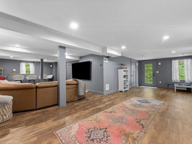35 Forster Rd, Manchester, MA 01944 - living area with wood finished floors and recessed lighting