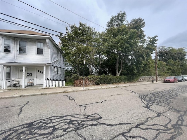 view of street featuring sidewalks and curbs