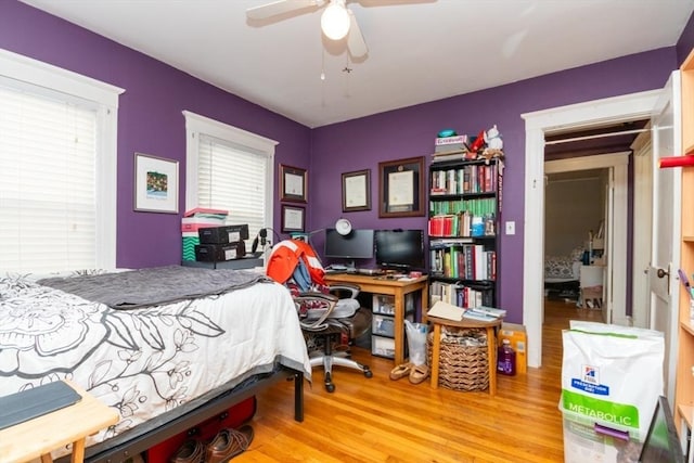 57 Ardale St, Boston, MA 02131 - bedroom featuring wood finished floors, a desk, and a ceiling fan