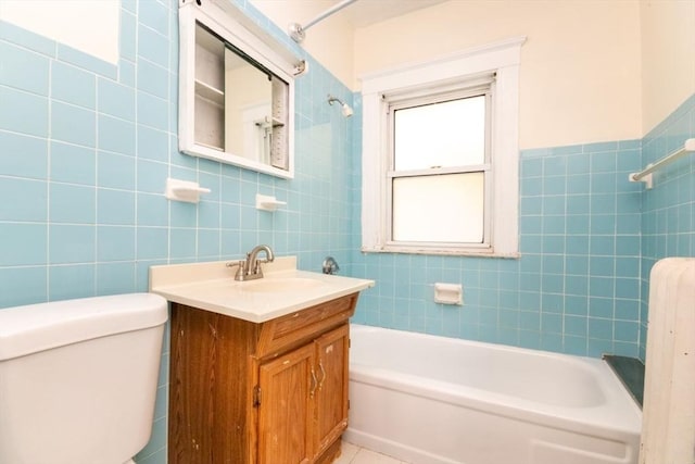 57 Ardale St, Boston, MA 02131 - full bath featuring tile walls, toilet, vanity, and tile patterned flooring