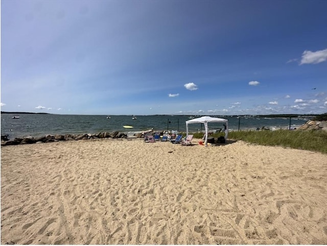 property view of water featuring a view of the beach