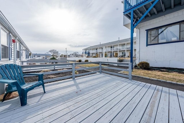 deck with a residential view