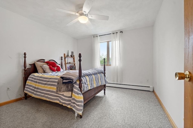 23 Mulholland Dr, Ipswich, MA 01938 - bedroom featuring a baseboard radiator, carpet flooring, and ceiling fan
