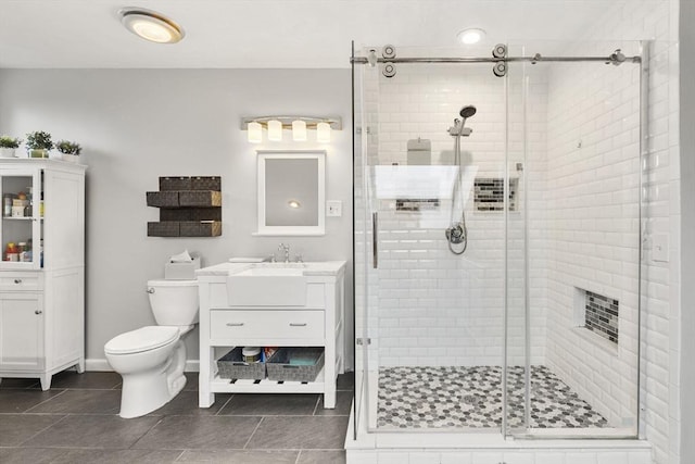 23 Mulholland Dr, Ipswich, MA 01938 - full bathroom featuring vanity, a shower stall, and tile patterned floors