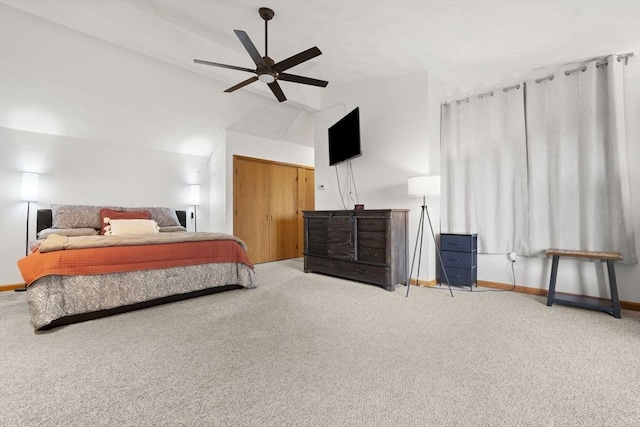 23 Mulholland Dr, Ipswich, MA 01938 - bedroom featuring carpet, lofted ceiling, and ceiling fan