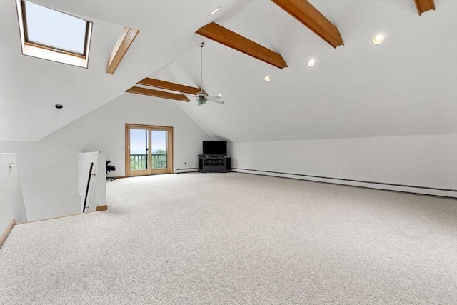 23 Mulholland Dr, Ipswich, MA 01938 - additional living space featuring carpet flooring, recessed lighting, a skylight, and a baseboard heating unit