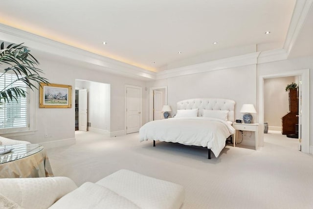 135 Marsh St, Belmont, MA 02478 - bedroom featuring light colored carpet, ornamental molding, and baseboards