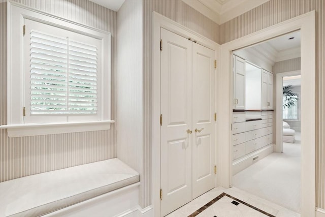 135 Marsh St, Belmont, MA 02478 - interior space featuring a healthy amount of sunlight and wallpapered walls