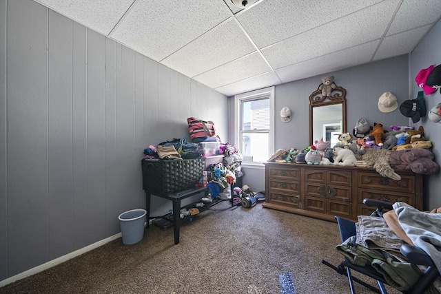 48 Rocliffe St, Fall River, MA 02723 - carpeted bedroom featuring a drop ceiling