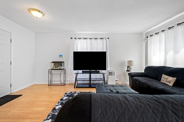 98 Eastern Ave Unit 403, Worcester, MA 01605 - living area featuring wood finished floors, a textured ceiling, and baseboards