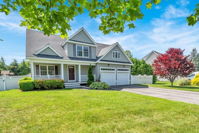 47 Fenwick Cir, Methuen, MA 01844 - view of front of home featuring covered porch, a shingled roof, driveway, and a garage