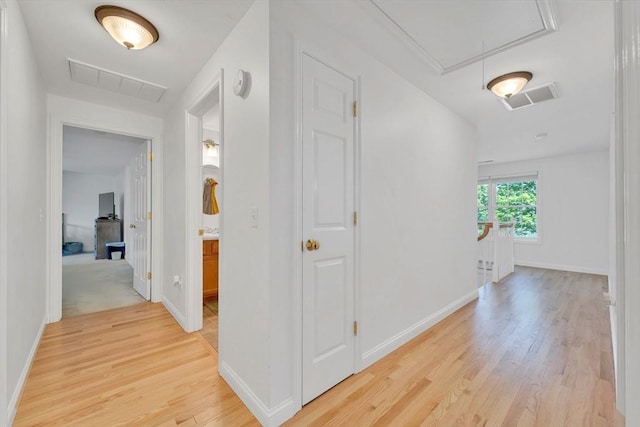 47 Fenwick Cir, Methuen, MA 01844 - hall featuring attic access and light wood-style floors