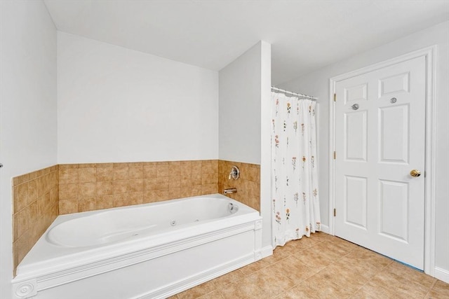 47 Fenwick Cir, Methuen, MA 01844 - bathroom with a whirlpool tub and a shower with shower curtain