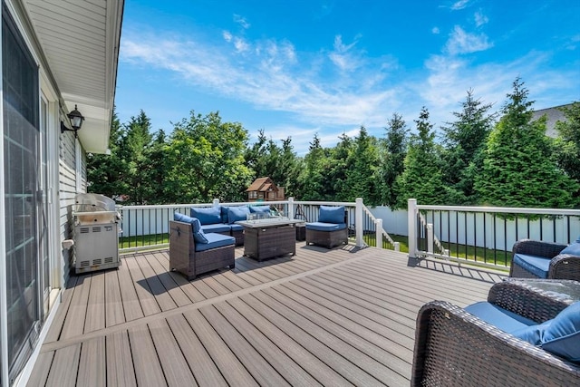 47 Fenwick Cir, Methuen, MA 01844 - wooden terrace with an outdoor living space and a grill