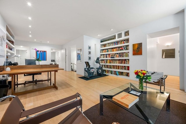 175 Commonwealth Ave Unit A, Boston, MA 02116 - living area featuring wood finished floors and built in shelves