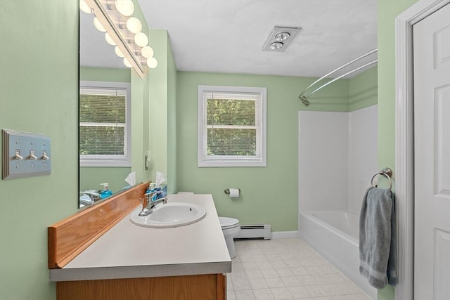 171 Taft Rd, Wilmington, MA 01887 - bathroom with a baseboard heating unit, vanity, healthy amount of natural light, and bathtub / shower combination