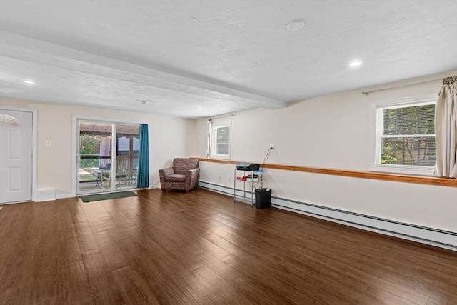 171 Taft Rd, Wilmington, MA 01887 - unfurnished room featuring wood finished floors, a baseboard heating unit, healthy amount of natural light, recessed lighting, and a textured ceiling