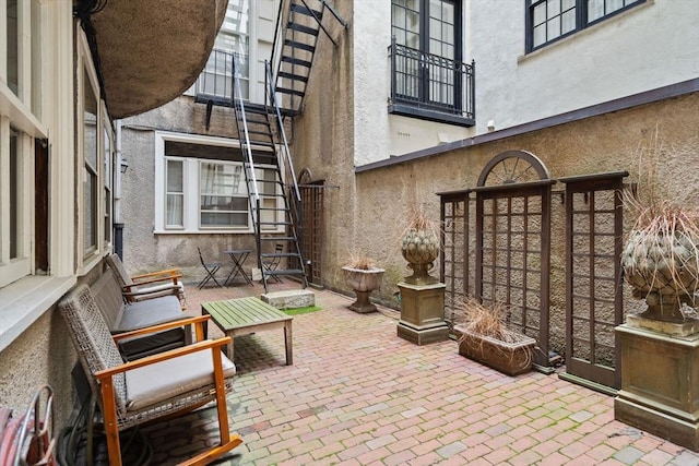 view of patio with stairs