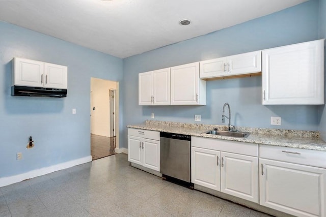 25-29 Astoria St, Boston, MA 02126 - kitchen featuring a sink, baseboards, white cabinetry, and dishwasher