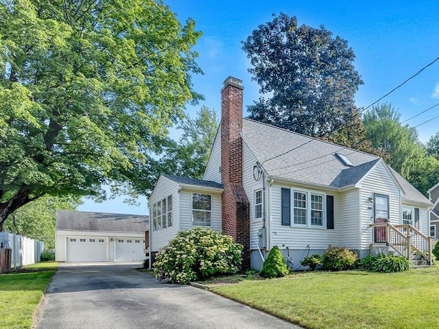 1 Walter St, Worcester, MA 01609 - view of front of home with a garage, a chimney, and roof with shingles